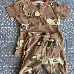 Carter's Brown Tractor Baby PJ Set